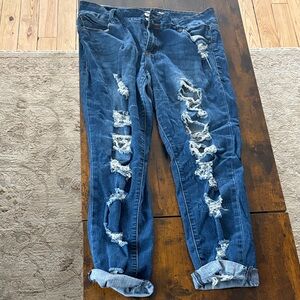 Almost Famous Distressed Blue Boyfriend Jeans